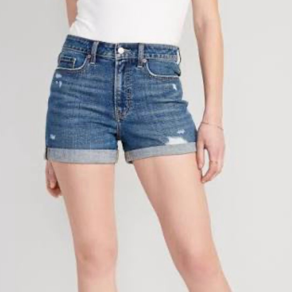 Old Navy O.G. Short High Rise Denim Distressed Sz 4 Vintage Retro Y2K